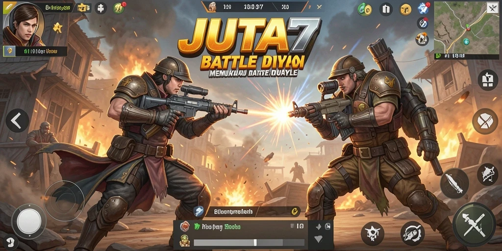 Gameplay JUTA7 dengan aksi Battle Royale yang seru dan mendebarkan.