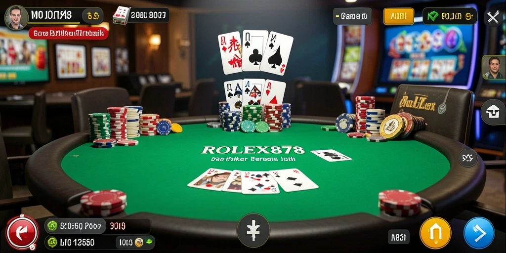Tangkapan layar gameplay ROLEX878 dengan aksi poker yang seru.