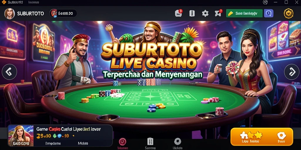 Screenshot SUBURTOTO menampilkan gameplay Live Casino yang mendebarkan dan interaktif.
