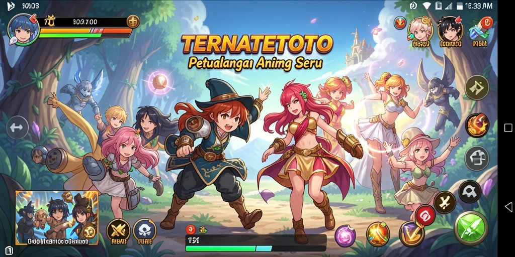 Screenshot dari gameplay seru TERNATETOTO yang menampilkan pertarungan karakter Anime.