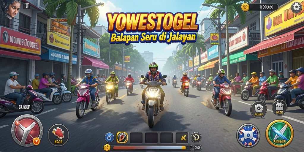 Gameplay seru balapan di YOWESTOGEL dengan kendaraan yang bertenaga.